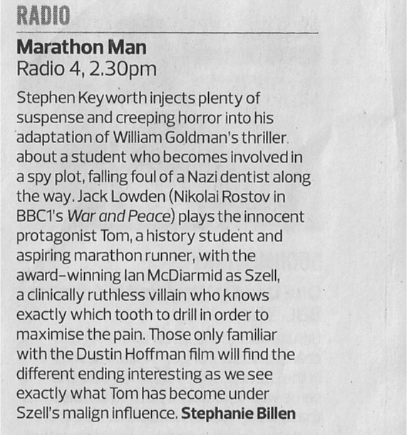 Marathon Man - Observer review